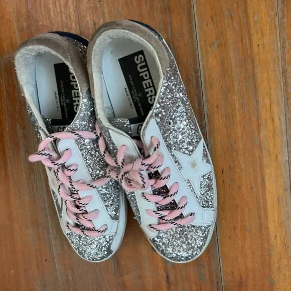 golden goose superstar sneaker SIZE 38 EU - silver glitter - Picture 9 of 16